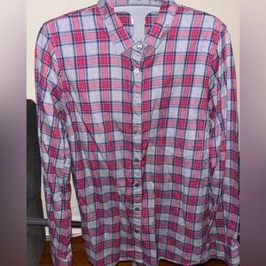 J. Crew Factory Women's Red and Blue Plaid Flannel Button Down Shirt